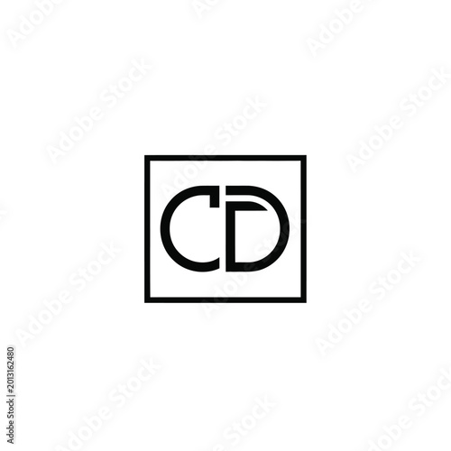 Minimalist cd letter monogram inside a square frame