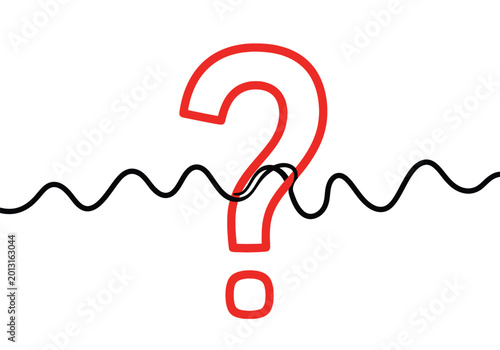 Photos Red question mark symbol with black wavy horizontal line concept