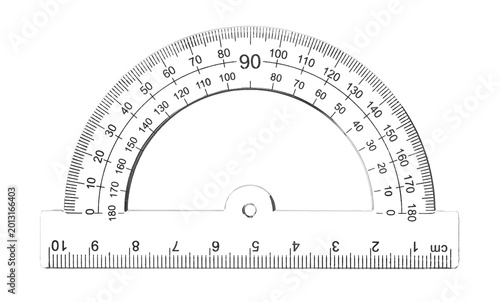 Konstfotografi Semicircle transparent ruler isolated on white, with clipping path, design eleme