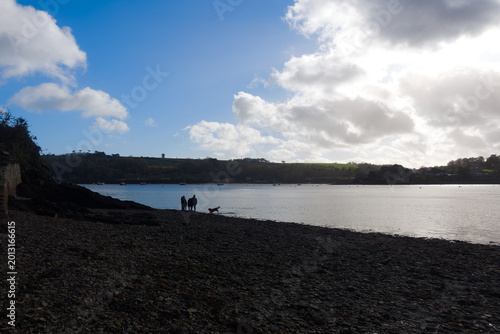 Fotografie Idyllic rural scenery with bay at English ria of Helford River on a winter day
