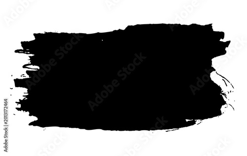 Bold black brush stroke on a white background