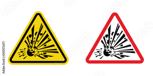 Schilderij op canvas Explosive materials hazard sign design illustration drawings