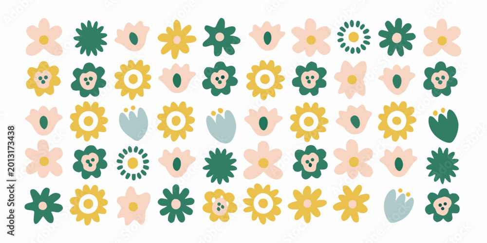 Obraz premium Floral pattern with stylized flowers colorful vector illustration on white background