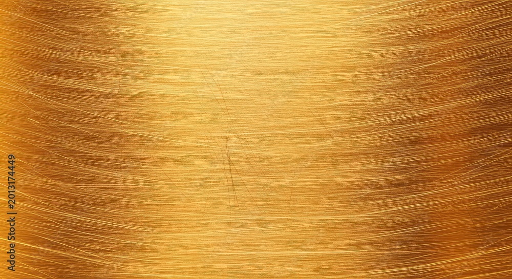Naklejka premium High resolution macro image of a brushed bronze metal plate featuring fine linear scratches, golden highlights, and warm copper undertones, material, industrial, element