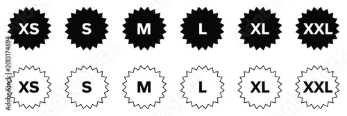 Konstfotografi Clothing Sizes: A comprehensive array of clothing size labels for various garment fits