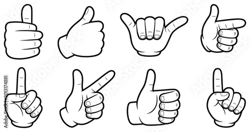Bild auf Leinwand Gestural Communication Collection: Illustrative compilation of hands exhibiting different gestures