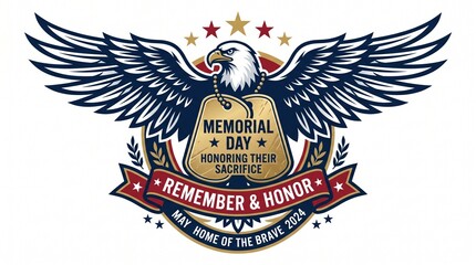 Memorial day 2024 eagle logo honoring sacrifice