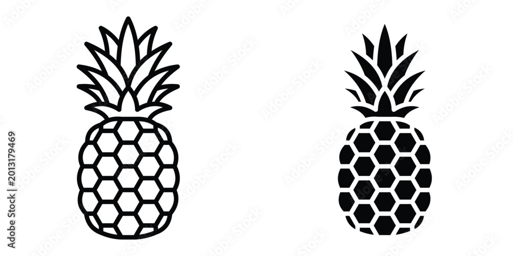 Obraz premium Pineapple icon design illustration drawings