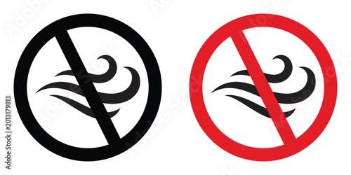 Schilderij op canvas Prohibited wind icon design illustration drawings