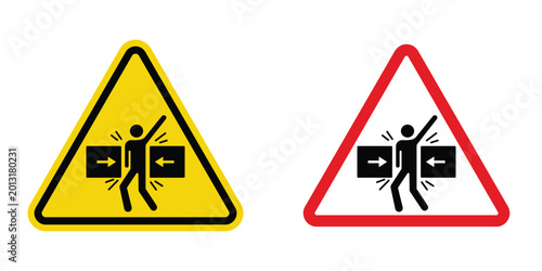 Foto Risk of crushing warning sign design illustration drawings