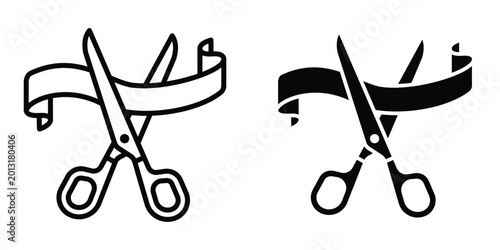 Tableau sur toile Scissors cutting ribbon icon design illustration drawings