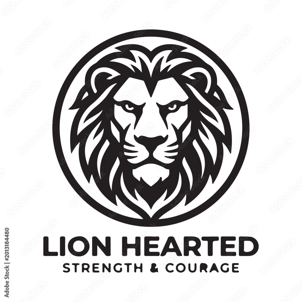 Obraz premium Logo design lion with simple design white and black 