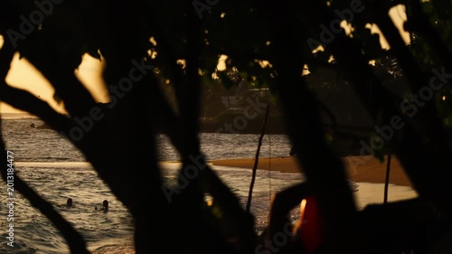 Traditional coastal landscape of Ahangama, Sri Lanka at twilight