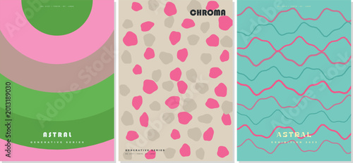 Modern graphic design mood board interface displaying geometric event posters and typography inspiration