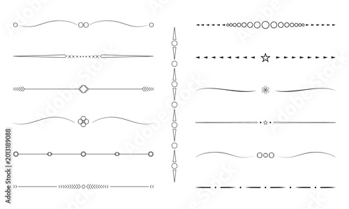 Design vector elements group: vintage dividing lines for text, website, black, PNG available