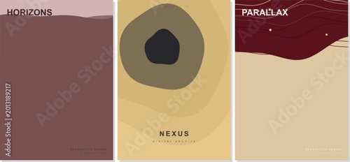 Modern graphic design mood board interface displaying geometric event posters and typography inspiration
