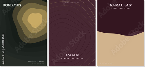 Modern graphic design mood board interface displaying geometric event posters and typography inspiration