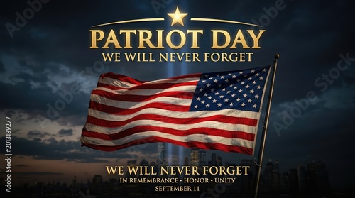 Fototapeta Patriot day tribute honoring 9 11 we will never forget