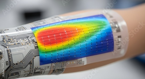 Wearable electronic sensor with thermal imaging overlay on arm