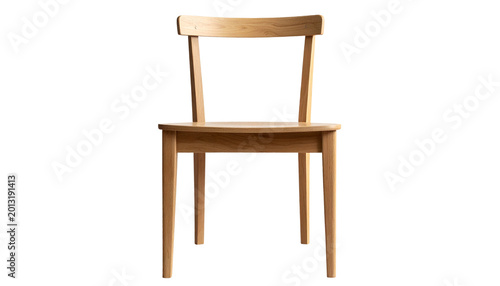 Minimal wooden chair isolated on white background.
