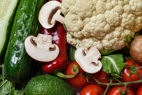Fresh Organic Vegetables Assortment Close Up Background