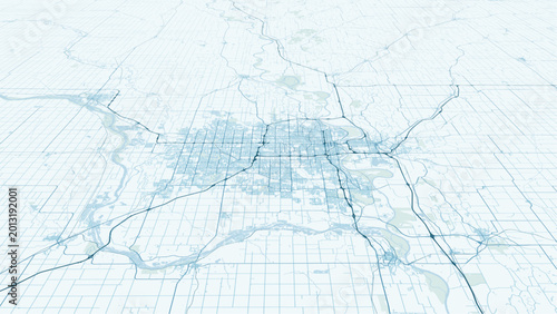 Obraz na plátně Modern minimalist vector map of Omaha, Nebraska, USA