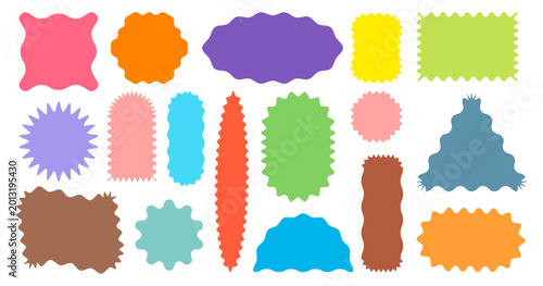 Vászonkép Colorful collection of modern abstract shapes, jagged edges, badges, and labels