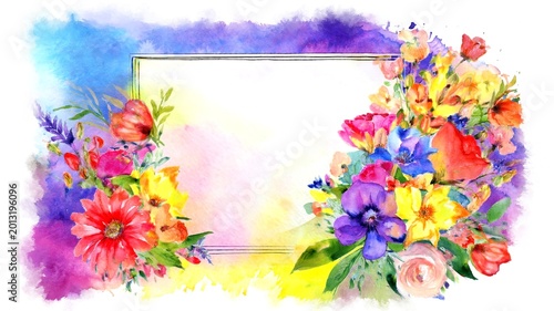 Romantische Karten Vorlage mit Blumen	