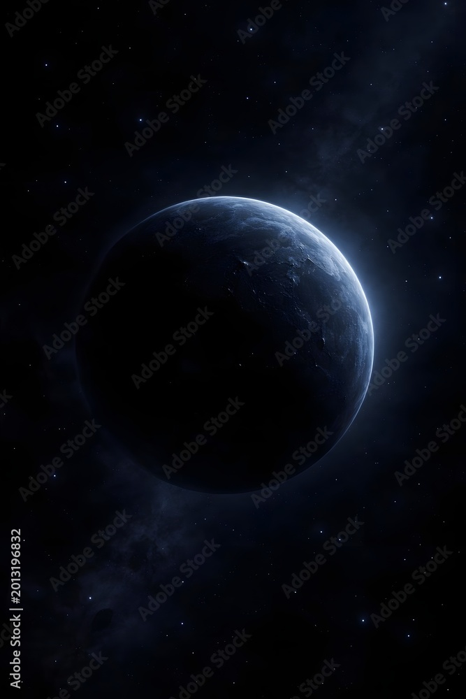 Fototapeta premium Mysterious Blue Planet in Deep Space – Cinematic Cosmic Background
