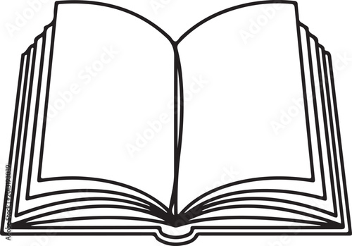 Minimalist Open Book Line Art Icon Isolated on White Background