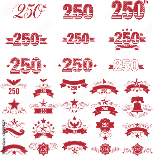 USA 250 Anniversary Vector Bundle, And, America 250, America 250 Celebration, American Flag Badge, 250th years anniversary, USA Independence day, 1776 to 2026, USA 250, 4th of July
