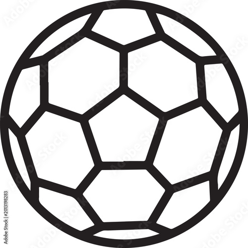 Soccer Ball Vector Line Art Icon Isolated on White Background
