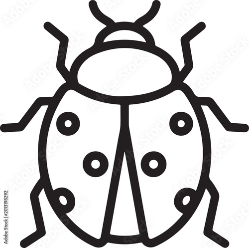 Minimalist Ladybug Beetle Line Art Icon Vector Illustration