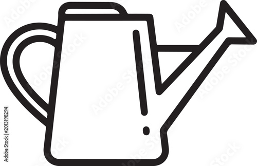 Minimalist Watering Can Icon Line Art for Gardening and Plant Care