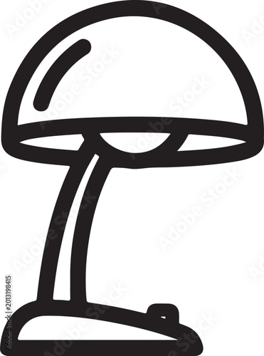 Black and White Minimalist Desk Lamp Line Art Icon Vector Illustration