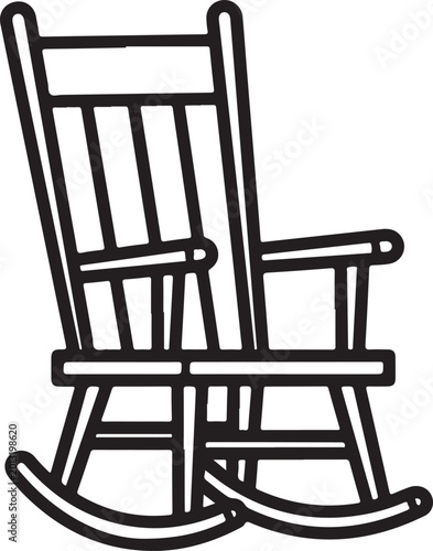 Rocking Chair Line Art Illustration Icon on White Background
