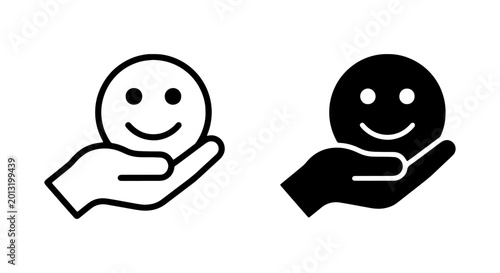 Schilderij op canvas Happy Face Icon Set, Positive Emotion, Customer Satisfaction, Vector Icons