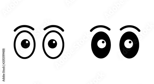 Slika na platnu Cartoon eyes, vector illustration, black and white, emotive faces, expressive ey