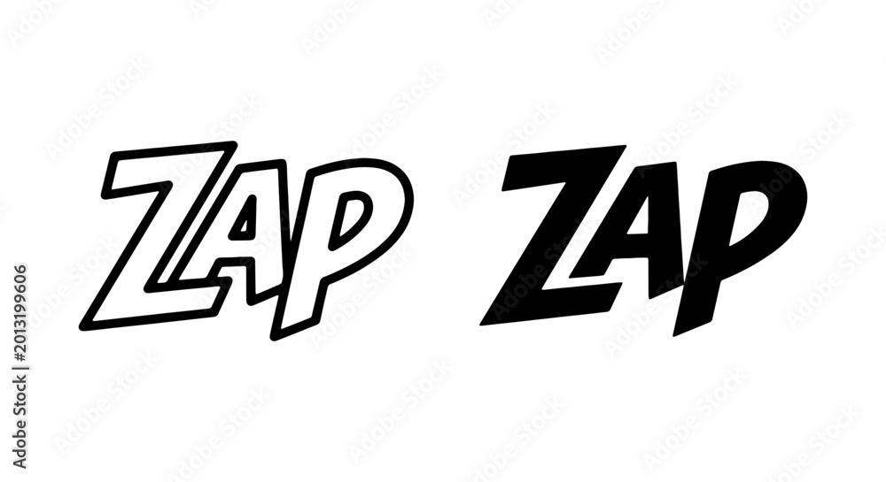 Obraz premium Zap comic sound effect, bold black and white cartoon text, graphic resource vector