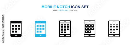 Schilderij op canvas Mobile notch icons vector collection in black and blue colors on white backgroun