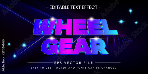 Retro Futuristic Purple Blue 3D Text Effect WHEEL GEAR