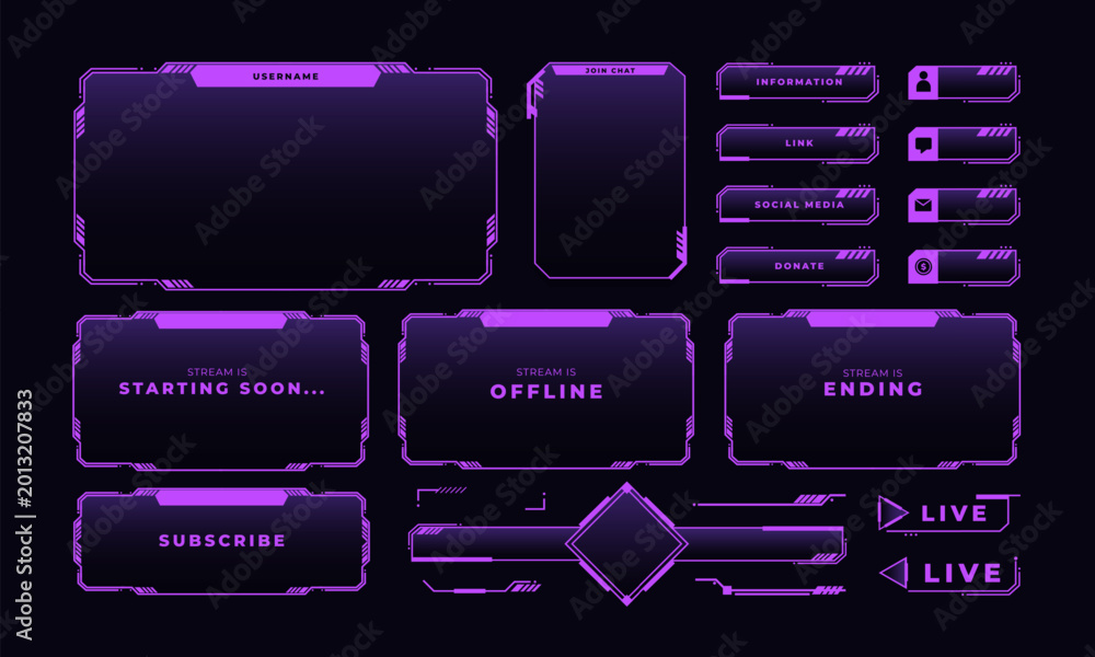 Bilde på lerret Live stream overlay interface