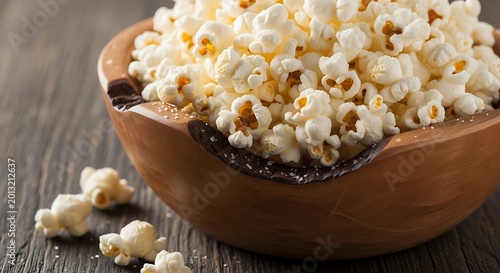 Freshly popped popcorn in a bowl