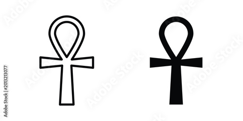 Fotografi Ankh icon logo line black symbols collections.