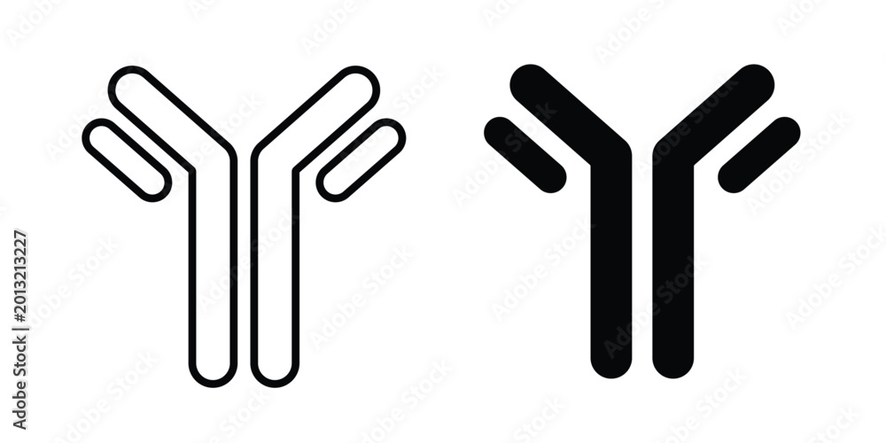 Fototapeta premium Antibody icon logo line black symbols collections.