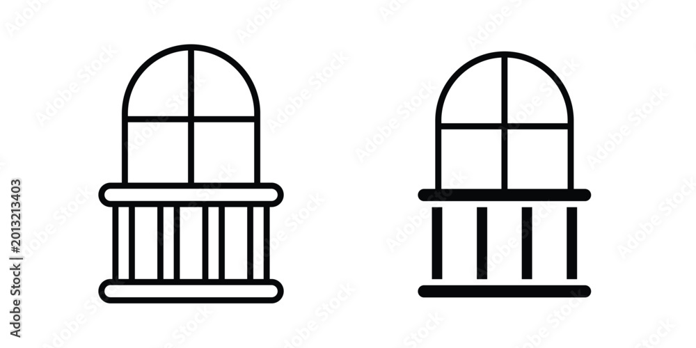 Obraz premium Balcony icon logo line black symbols collections.