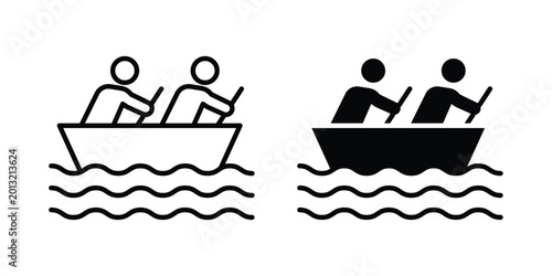 Photos Boat race icon logo line black symbols collections.