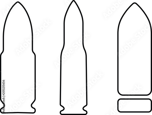 Foto Gun bullets ammunition cartridge set collection group icons, firearm ammo vector