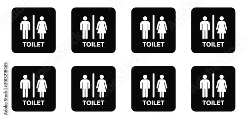 Fotografija Eight identical black square toilet signs with white male and female stick figur