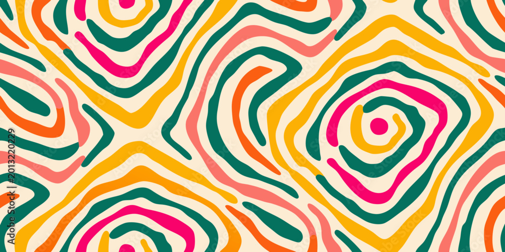 Obraz premium abstract wave pattern colorful seamless design on beige background
